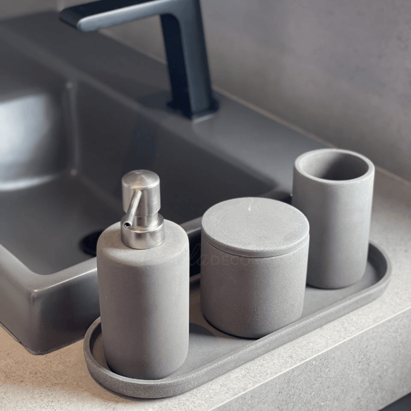 Kit para Banheiro Cimento Cinza 4 Peças