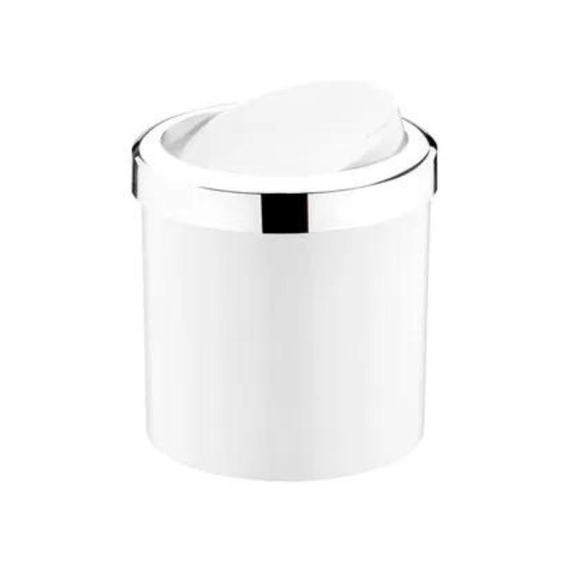 Lixeira Basculante 5 Litros Branca com Cromado