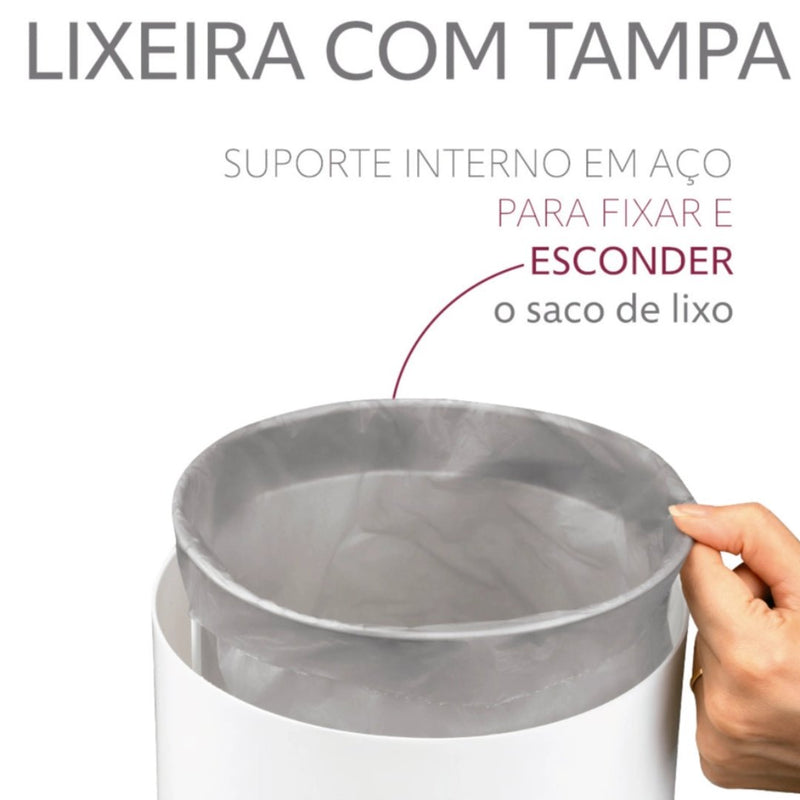 Lixeira com Tampa 5 Litros Rose Gold