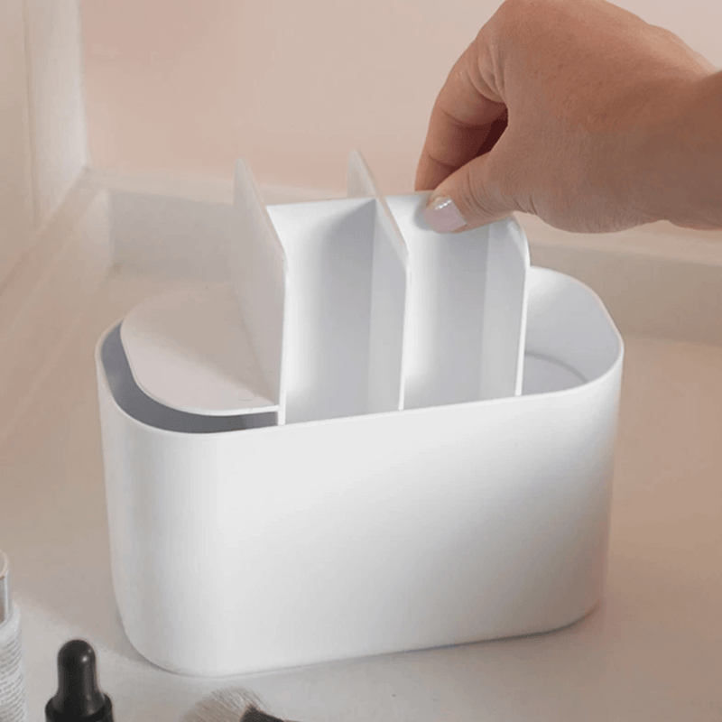 Organizador de Maquiagem com Divisórias Bold Branco 16,8cm