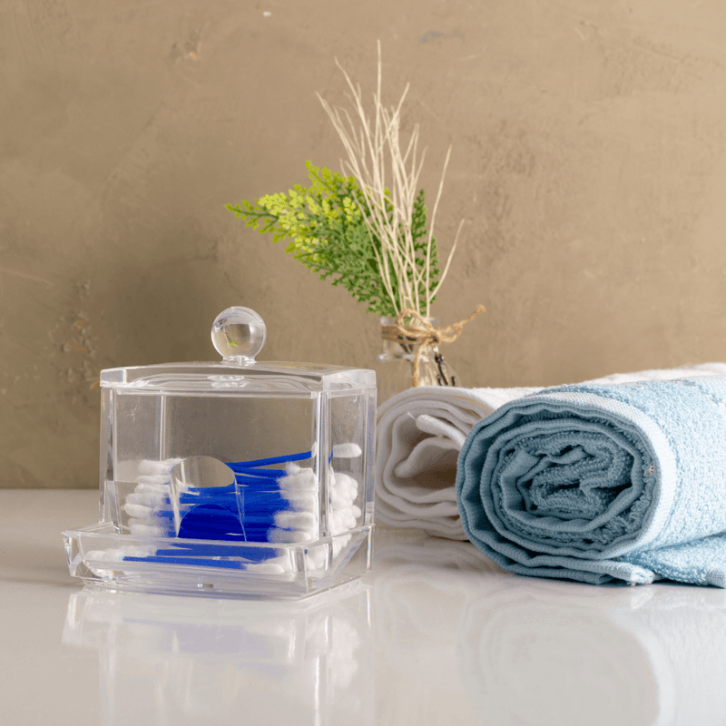 Organizador para Algodão ou Cotonete de Acrilíco Quadrado 9,5cm