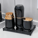 Porta Escova e Creme Dental Tampa Preto com Dourado