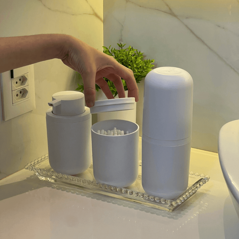 Porta Algodão e Cotonete Bold Branco 10,7cm