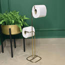 Suporte para Papel Higiênico de Chão 2 Rolos Dourado