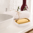Saboneteira Branco Com Dourado Fosco