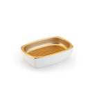 Saboneteira Branco Com Dourado Fosco