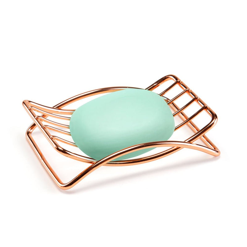 Saboneteira em Aço Bancada Banheiro Lavabo Rose Gold