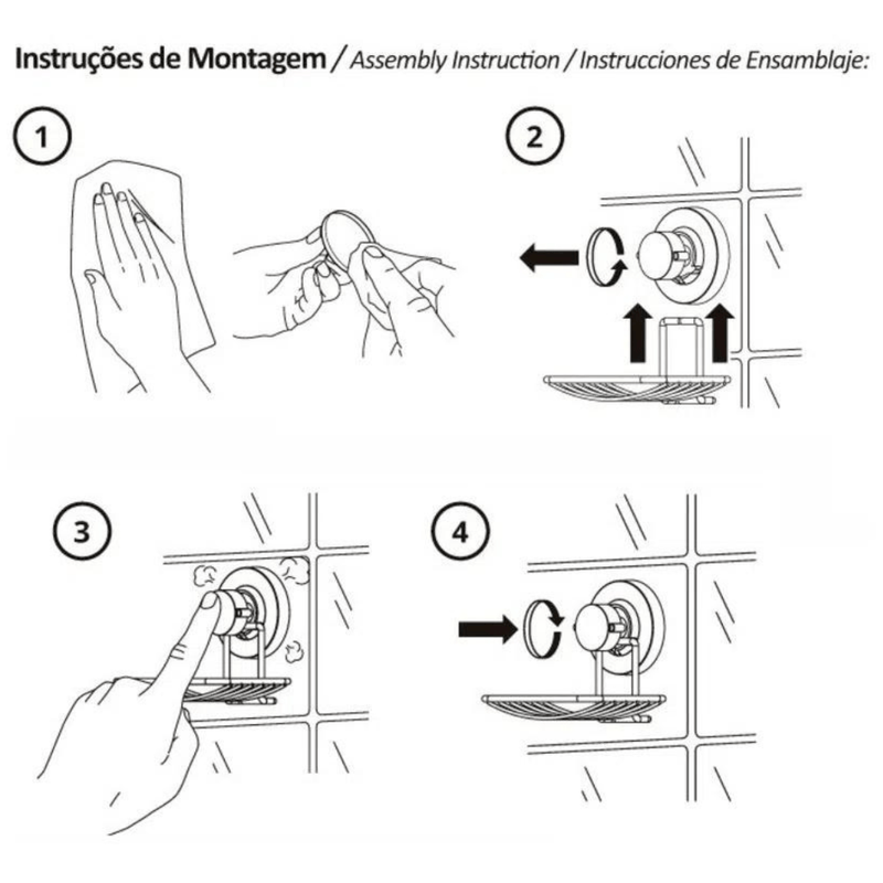 Suporte Cesto Multiuso Fixação por Ventosa Cromado