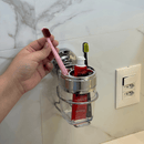 Suporte com Porta Escova e Creme Dental com Ventosa Cromado