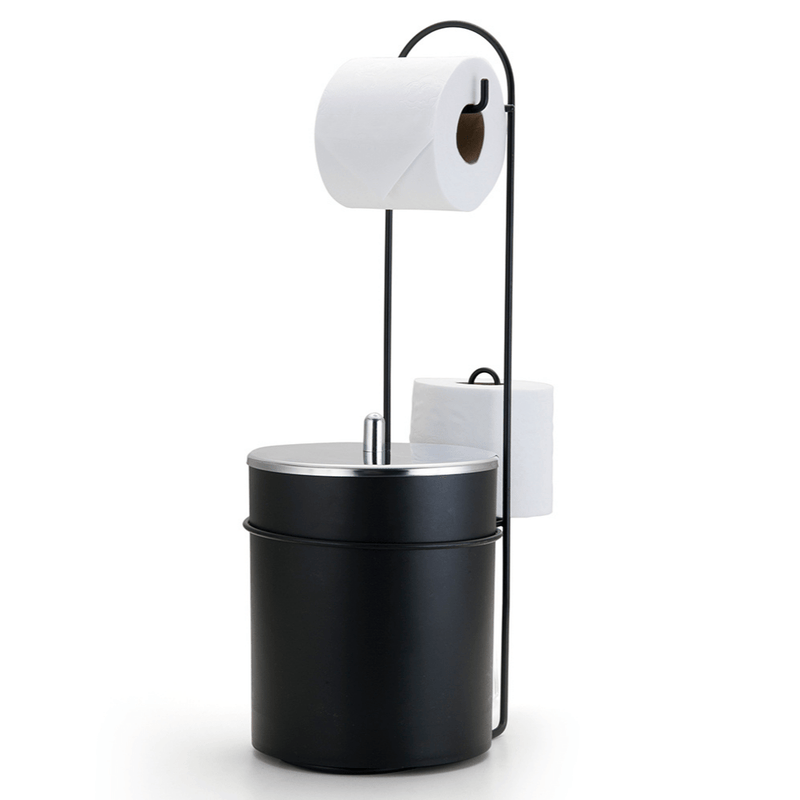 Suporte de Papel Higiênico e Lixeira 5 Litros Preto Fosco