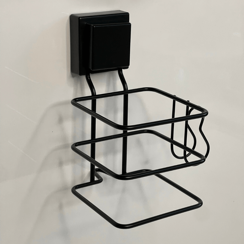 Suporte para Secador de Cabelo Fixação Ventosa Preto
