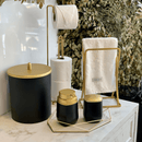 Suporte Porta Papel Higienico de Chão Triplo Dourado Fosco