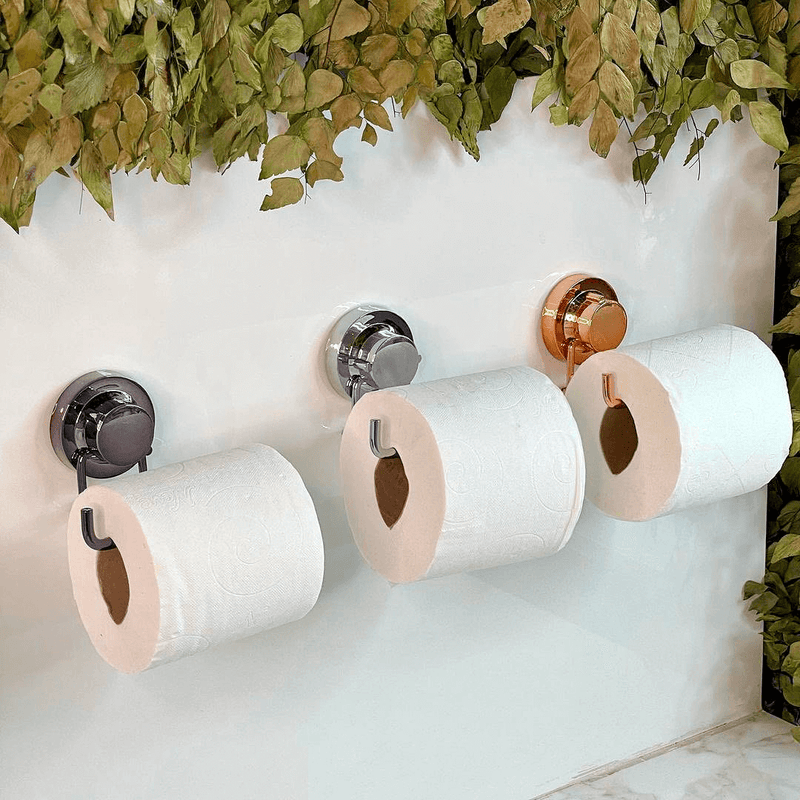 Suporte Porta Papel Higiênico de Parede em Aço Com Ventosa Cromado  Instalação Rápida