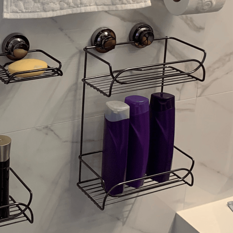 Suporte Shampoo Duplo Fixação Ventosa Ônix