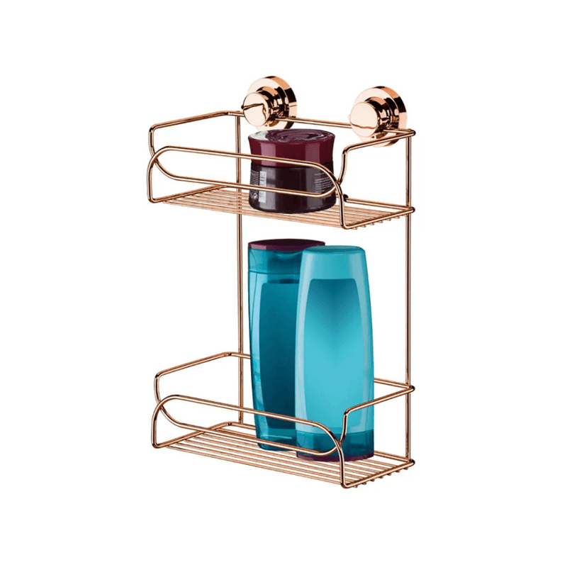 Suporte Shampoo Duplo Fixação Ventosa Rose Gold