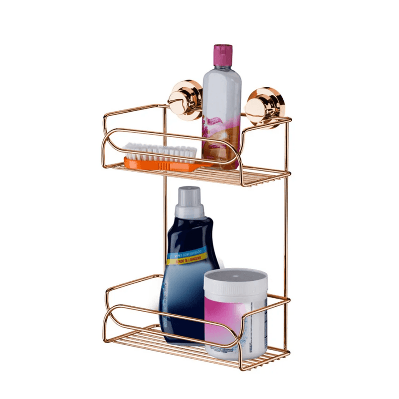 Suporte Shampoo Duplo Fixação Ventosa Rose Gold