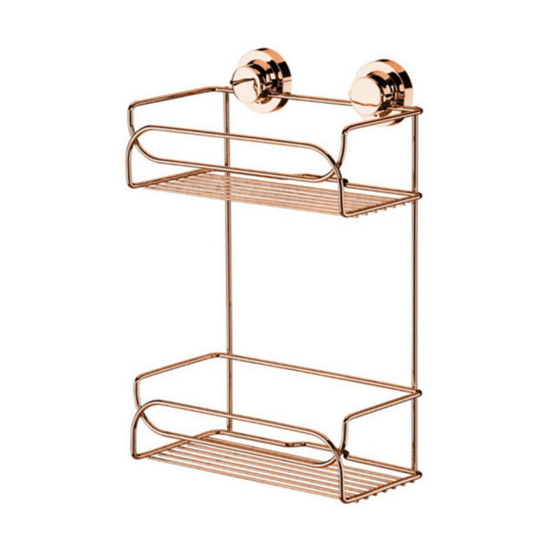 Suporte Shampoo Duplo Fixação Ventosa Rose Gold