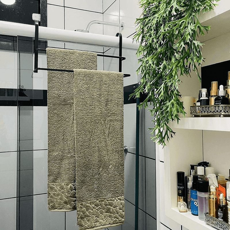 Toalheiro De Box Duplo 45 Cm De Encaixar Preto Fosco Linha Black