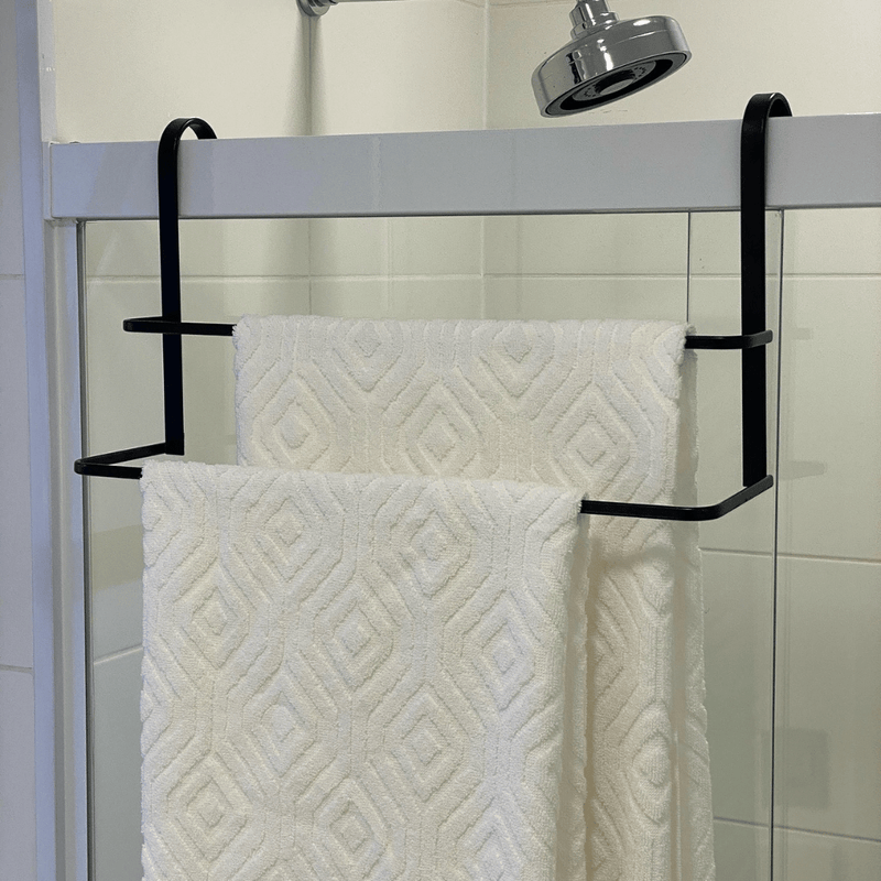 Toalheiro De Box Duplo 45 Cm De Encaixar Preto Fosco Linha Black