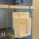 Toalheiro de Box Duplo Dourado Aço Carbono