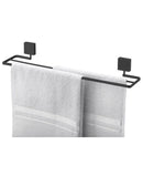 Toalheiro Duplo com Fixação Parafuso 45cm x 9,5 cm x 6 cm Preto Fosco